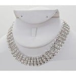 Four Row Rhinestone Choker Necklace