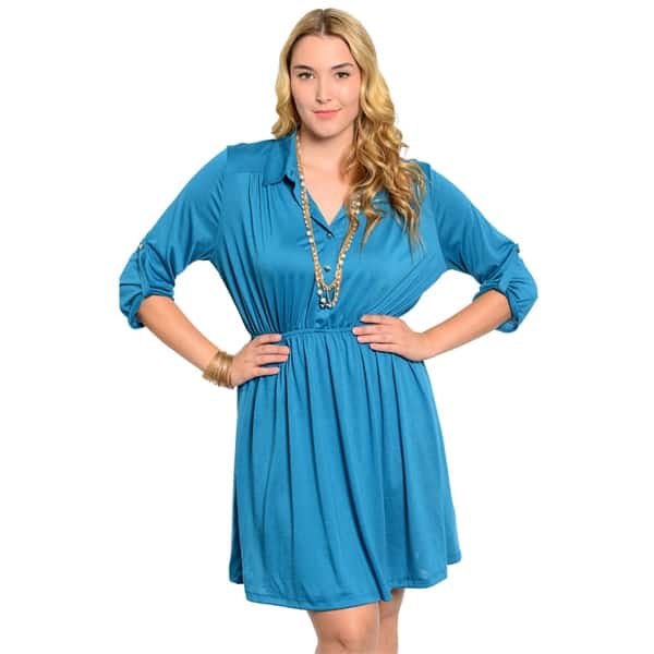 Teal Empire Waist Dress - Glamour Boutique