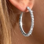 Rhinestone Hoop Clip-On Earrings