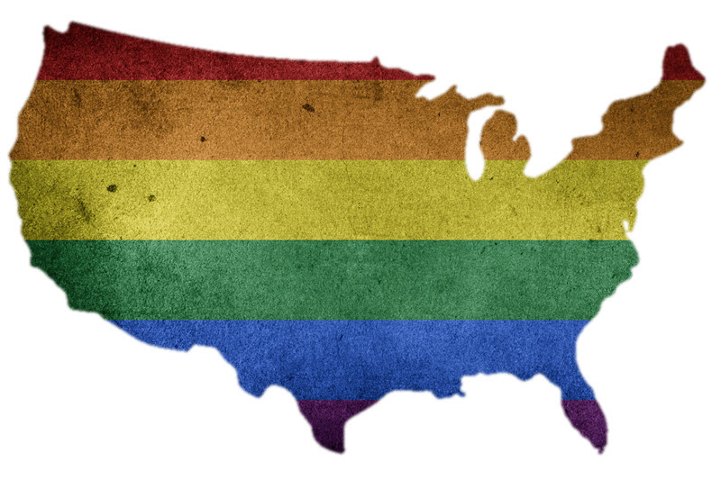 USA Map LGBT Flag