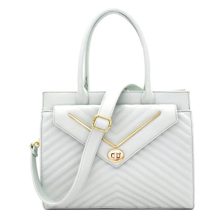 Chevron Pattern Quilted Satchel Handbag - Glamour Boutique