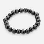 Jet Black Stone Beaded Stretch Bracelet