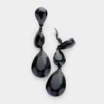 Black Triple Crystal Clip-on Earrings