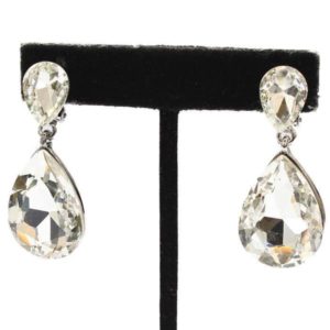 Clear Crystal Teardrop Clip-on Earrings