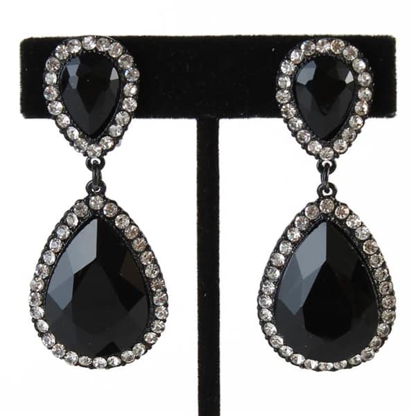 Large Black Crystal Earrings