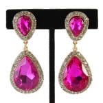 Large Fuchsia Crystal Earrings