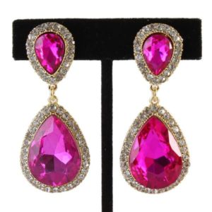 Large Fuchsia Crystal Earrings