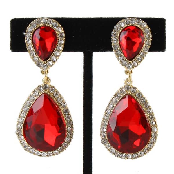 Large Red Crystal Earrings
