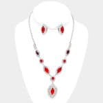 Red Rhinestone Pave Necklace Set