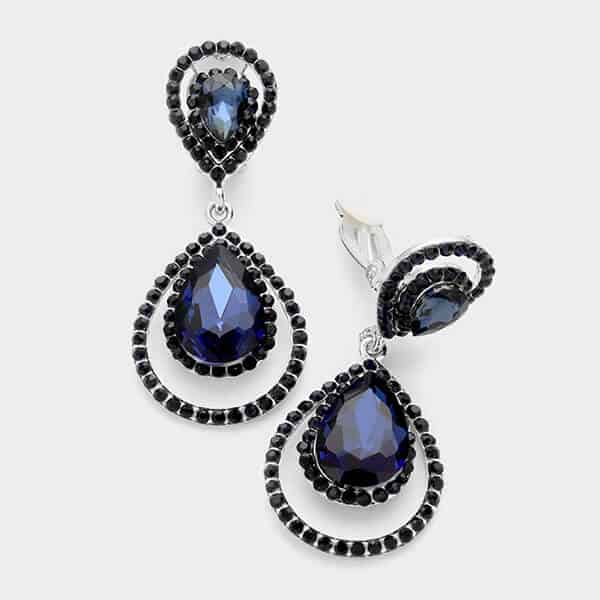 Crystal and Pave Black Clipon Earrings Glamour Boutique