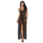 Front Slit Long Mesh Gown