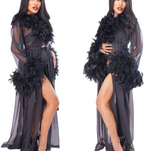 Made to Measure Glamorous Feather Trim Gown