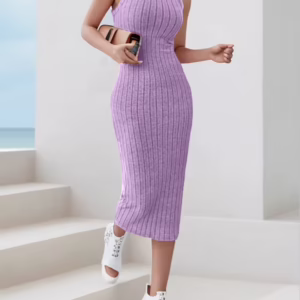 Lilac Halter Neck Maxi Dress