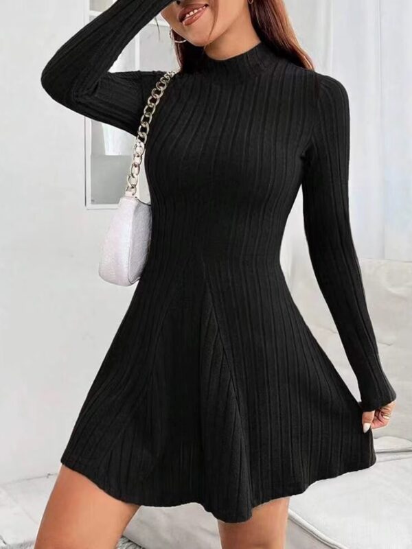 Long Sleeve Black Flare Dress
