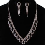 Black Stone Necklace & Clip-on Earrings Set