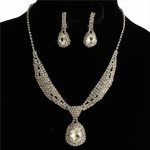 Clear Teardrop Rhinestone Necklace Set