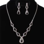 Black and Silver Crystal Earrings and Necklace Set