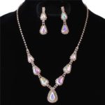 Clear Crystal with Gold Earrings and Necklace Set