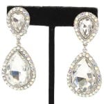 Large Crystal Teardrop Clip-on Earrings