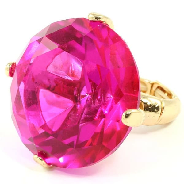 Pink Oversize Crystal Fashion Ring