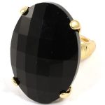 Oval Black Crystal Stretch Ring