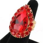 Red Crystal Teardrop Stretch Ring