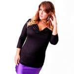 Black Cowl Neck Top